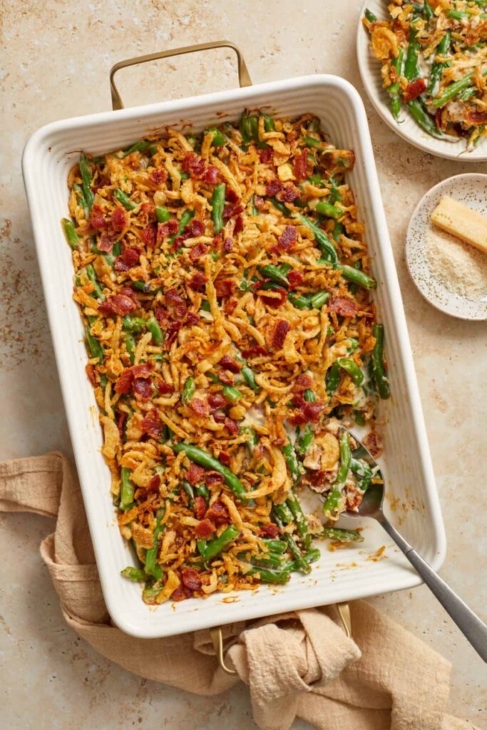 Thanksgiving green bean casserole, homemade green bean casserole, gourmet Thanksgiving sides, Thanksgiving private chef, holiday chef